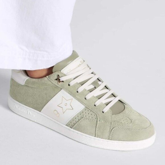 DIOR Star Lace Up Low Top Suede Leather Sneakers Trainers Pastel Peyote - Picture 4 of 16